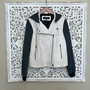 black rivet Moto jacket faux leather L